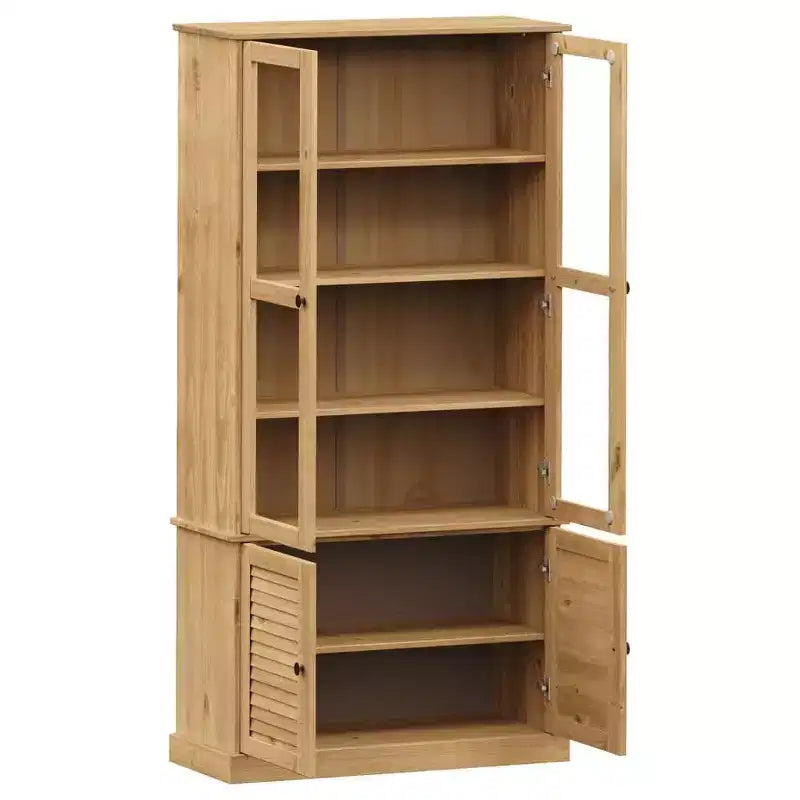 vidaXL Glass Display Cabinet Honey wood tone