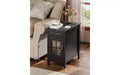 DEXYLLO End Table with Charging Station, Narrow Side Table for Living Room, Farmhouse Night Stand with Storage