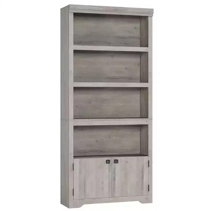 5 Tier Bookshelf, Farmhouse Bookcase,23.6''/31.5 W with 2 Doors & Adjustable Shelves, Open Display Storage Rack with Anti-Slip Design for Home