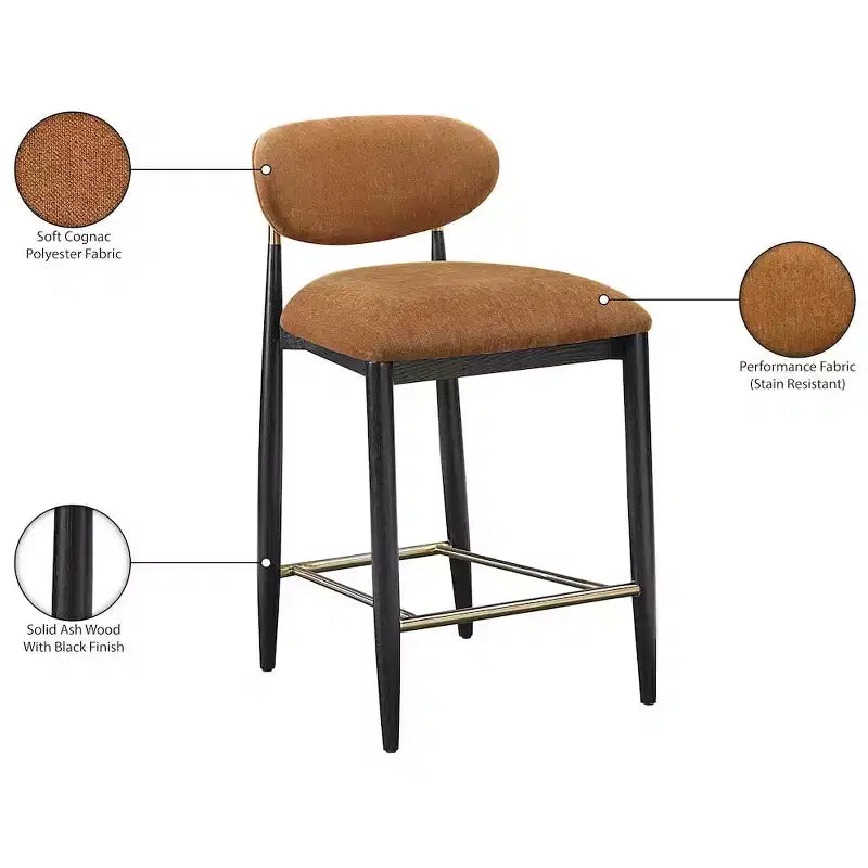 Meridian Furniture Riccio Black Finish Performance Fabric Counter Stool