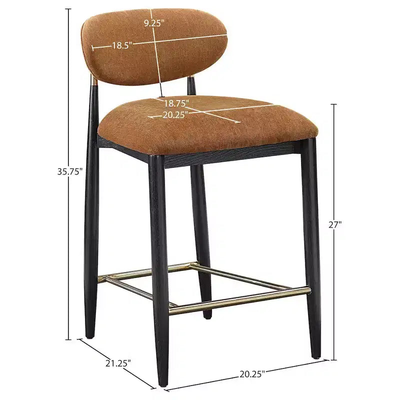 Meridian Furniture Riccio Black Finish Performance Fabric Counter Stool