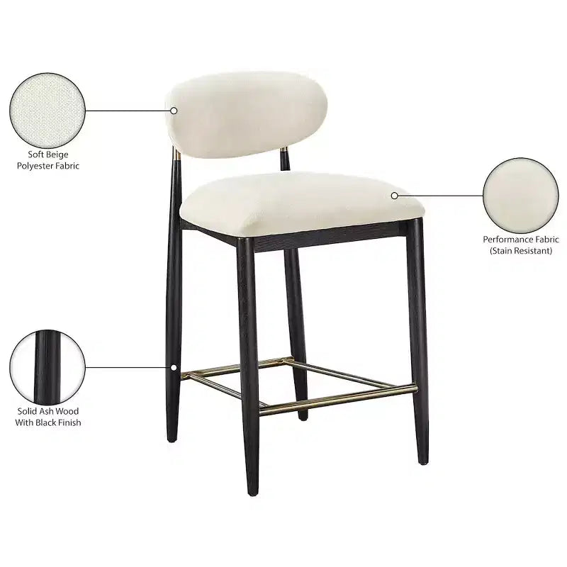 Meridian Furniture Riccio Black Finish Performance Fabric Counter Stool