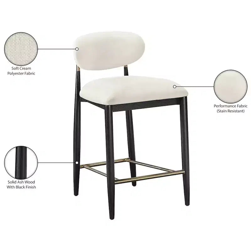 Meridian Furniture Riccio Black Finish Performance Fabric Counter Stool