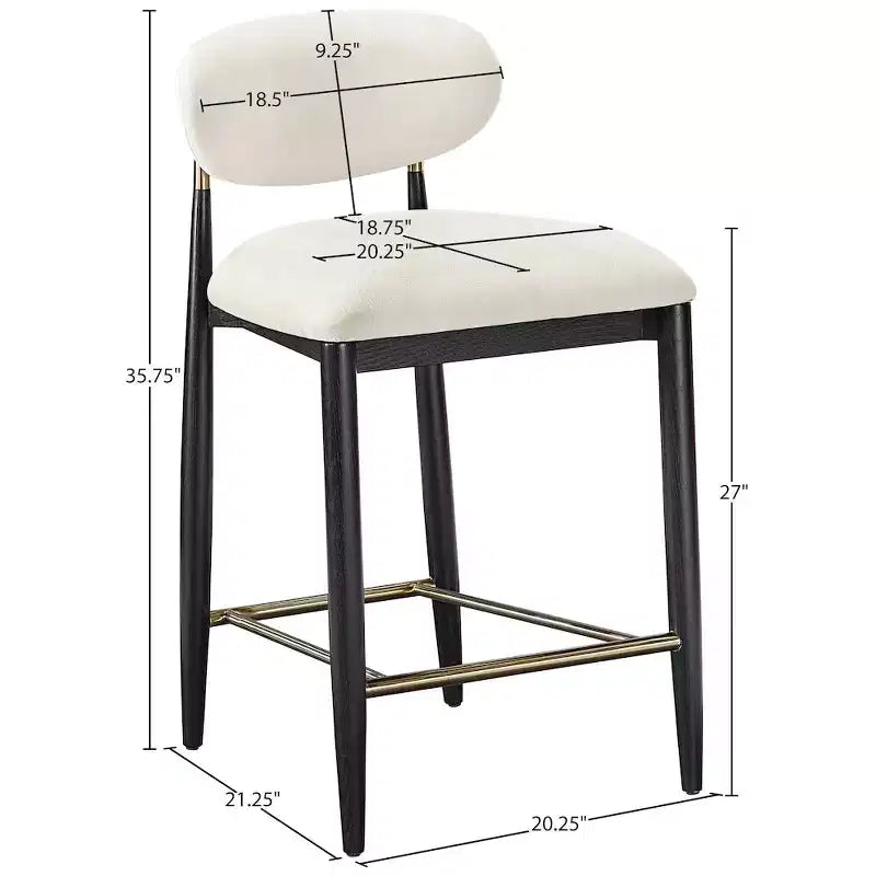 Meridian Furniture Riccio Black Finish Performance Fabric Counter Stool