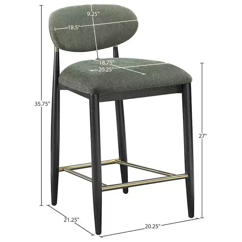 Meridian Furniture Riccio Black Finish Performance Fabric Counter Stool