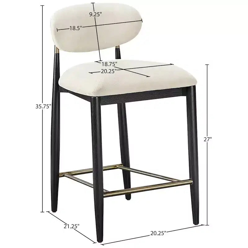 Meridian Furniture Riccio Black Finish Performance Fabric Counter Stool