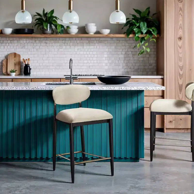 Meridian Furniture Riccio Black Finish Performance Fabric Counter Stool
