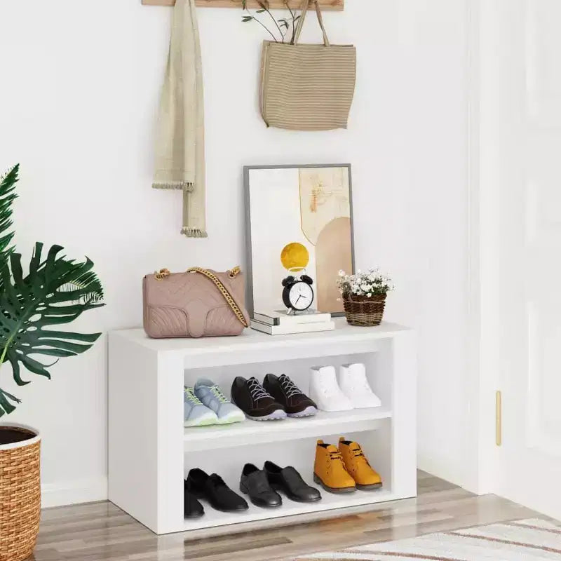 vidaXL Shoe Rack White Engineered Wood Standard Shoe Rack Rectangular