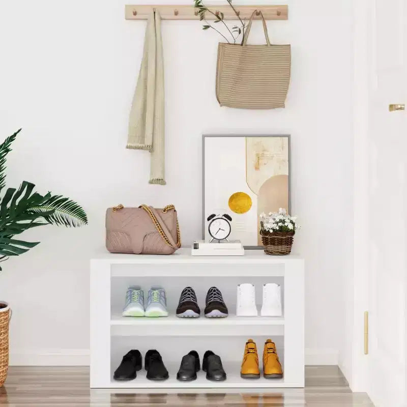 vidaXL Shoe Rack White Engineered Wood Standard Shoe Rack Rectangular