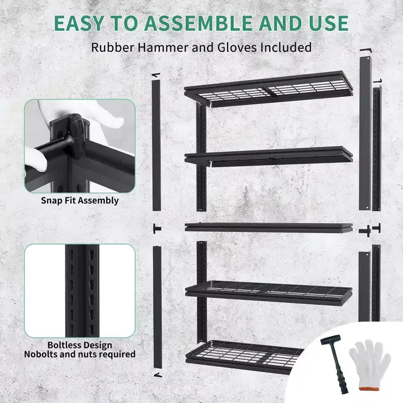 72H 5-Tier Adjustable Heavy Duty Shelving Metal Mesh Storage Rack, 2000 lbs Loading Capacity Metal Shelf Organizer