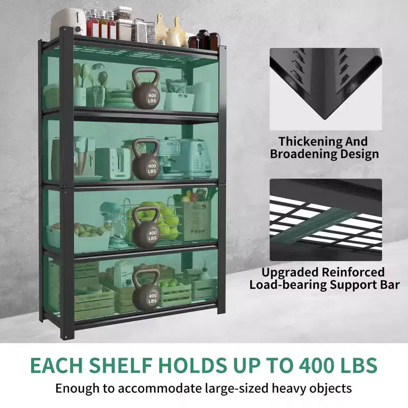 72H 5-Tier Adjustable Heavy Duty Shelving Metal Mesh Storage Rack, 2000 lbs Loading Capacity Metal Shelf Organizer