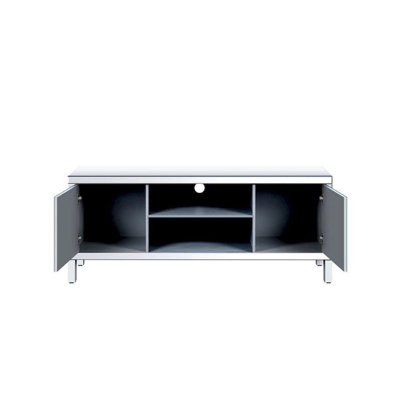 59 TV Stand with Diamond-Shaped Mirror Doors and Storage for TVs Up to 65