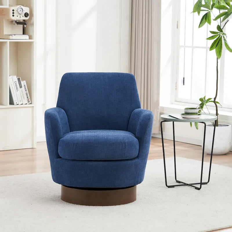 29.3 Upholstered Swivel Barrel Chair with Stainless Steel Base