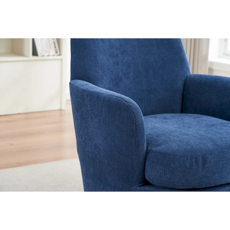 29.3 Upholstered Swivel Barrel Chair with Stainless Steel Base