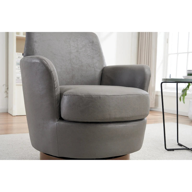 29.3 Upholstered Swivel Barrel Chair with Stainless Steel Base