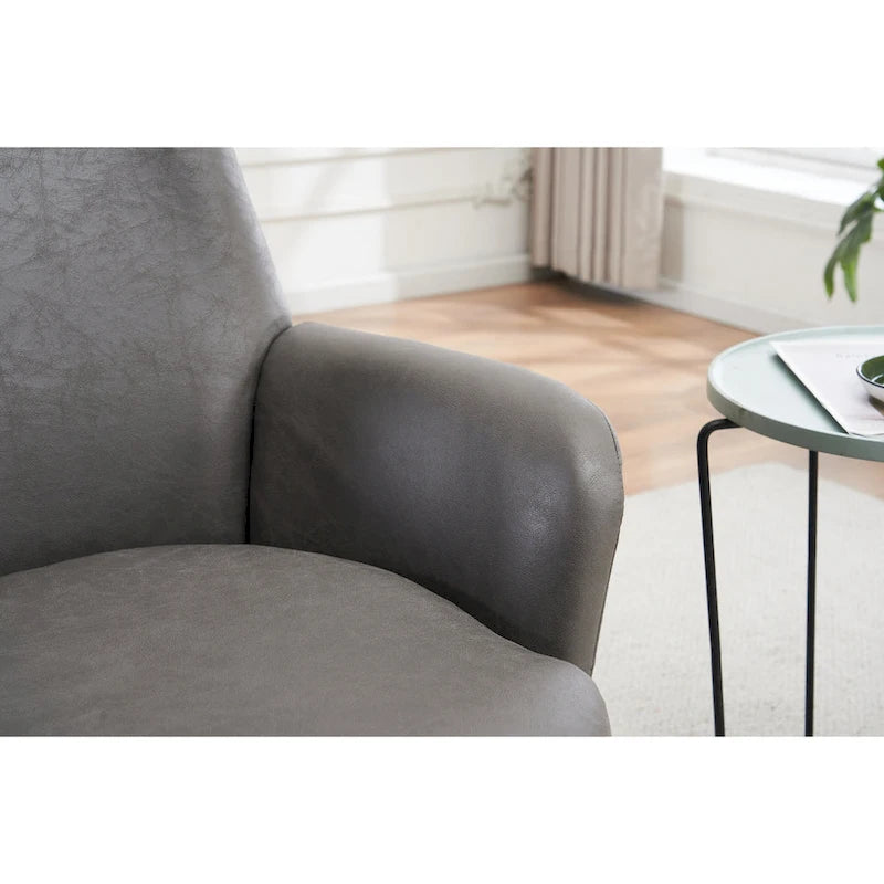 29.3 Upholstered Swivel Barrel Chair with Stainless Steel Base