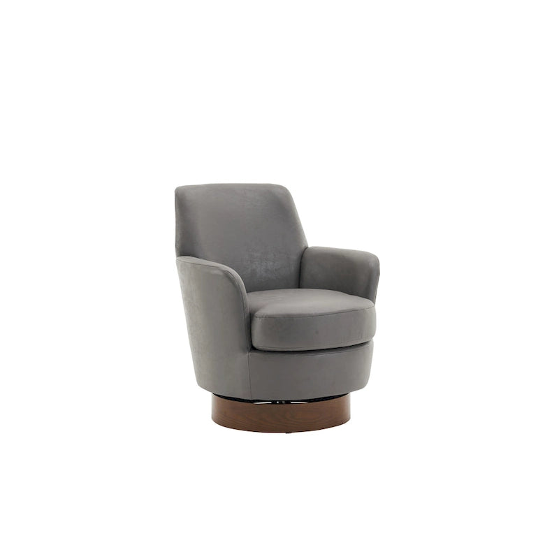 29.3 Upholstered Swivel Barrel Chair with Stainless Steel Base
