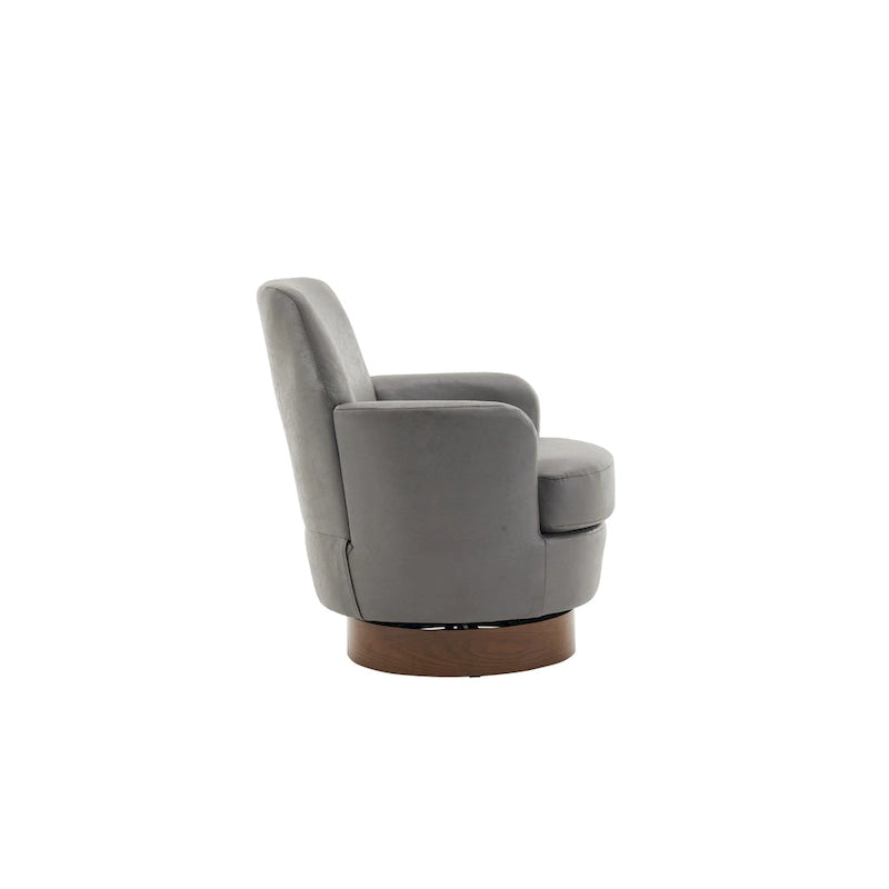 29.3 Upholstered Swivel Barrel Chair with Stainless Steel Base