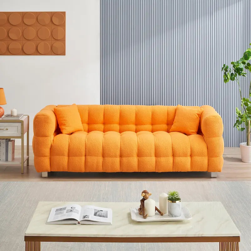 Orange 80 Teddy 3-Seater Sofa with Two Pillows and Sturdy Hardware Foot