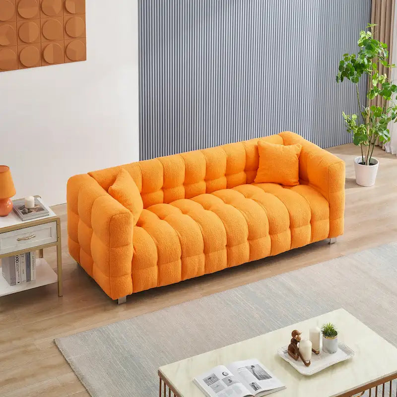 Orange 80 Teddy 3-Seater Sofa with Two Pillows and Sturdy Hardware Foot
