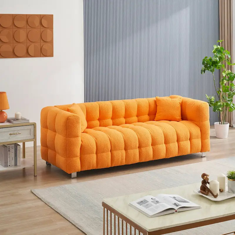 Orange 80 Teddy 3-Seater Sofa with Two Pillows and Sturdy Hardware Foot