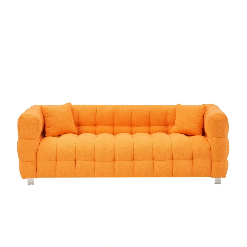 Orange 80 Teddy 3-Seater Sofa with Two Pillows and Sturdy Hardware Foot
