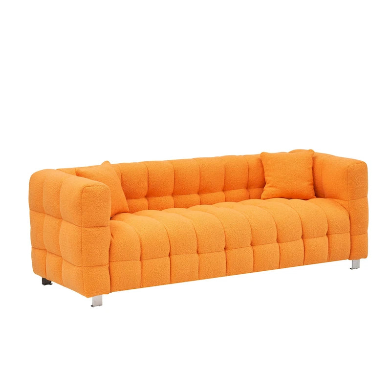 Orange 80 Teddy 3-Seater Sofa with Two Pillows and Sturdy Hardware Foot