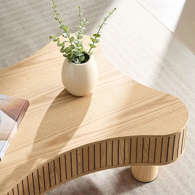 42.52 Inch Modern Wooden Handcraft Drum Coffee Table