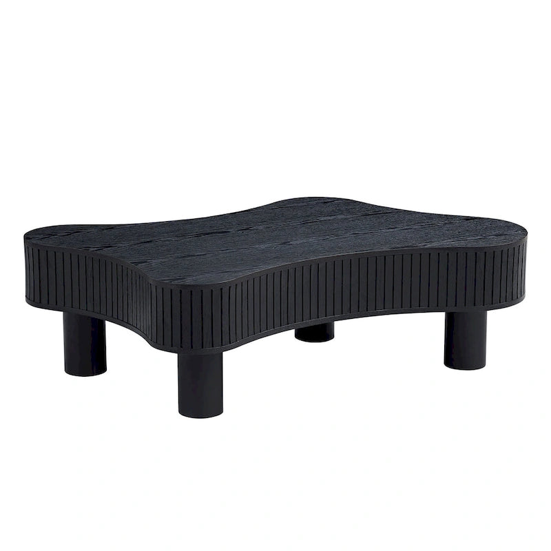 42.52 Inch Modern Wooden Handcraft Drum Coffee Table