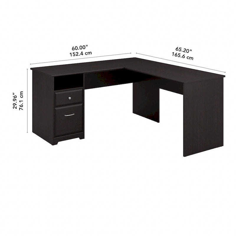Cabot 60W L-Desk with Hutch and Drawers by Bush Furniture