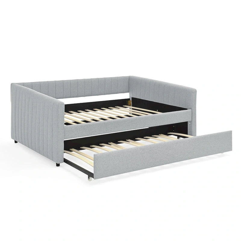 Full Size Daybed with Trundle Upholstered Sofa Bed
