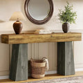 Farmhouse Entryway Table, 63-Inch Long Wooden Sofa Console TableB