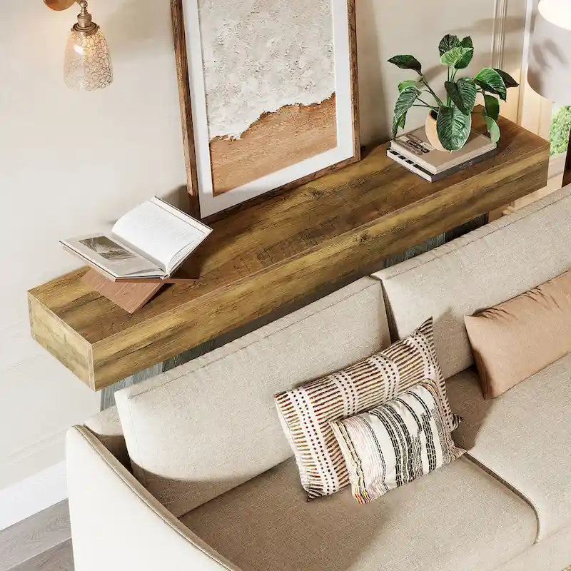 Farmhouse Entryway Table, 63-Inch Long Wooden Sofa Console TableB