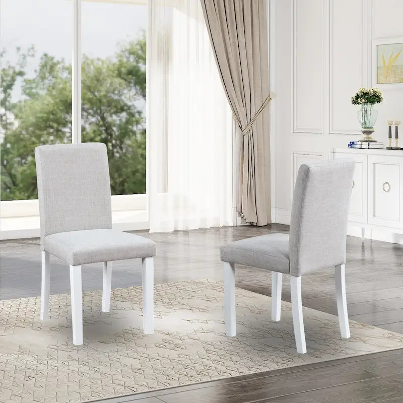Dining Chairs Set of 2, Modern Kitchen & Dining Room Chairs, Upholstered Linen Cushion Seat and Rubber Wood Legs