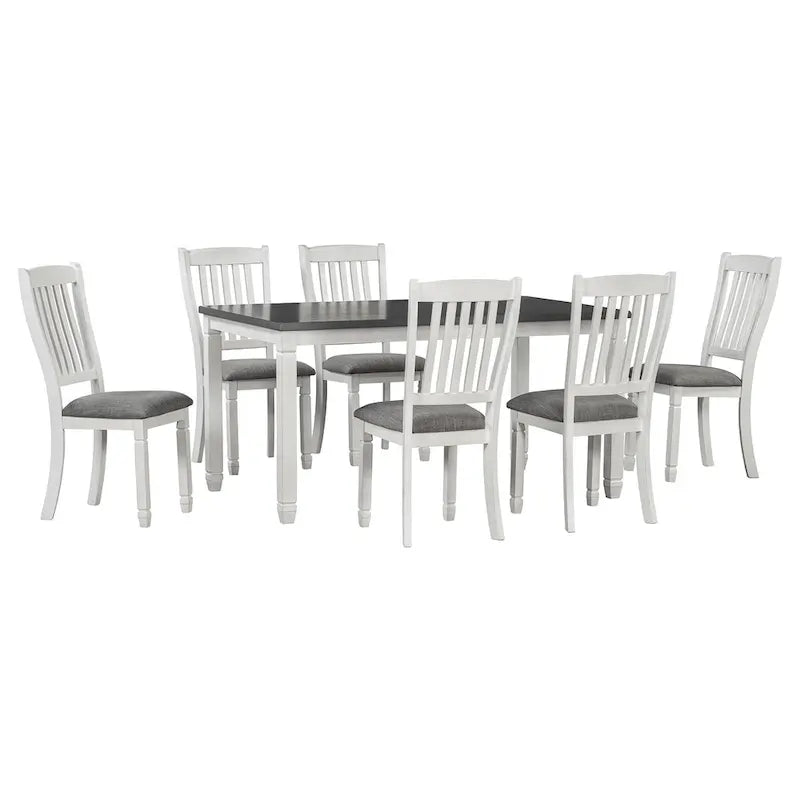 7-Piece Rustic Farmhouse Dining Table and Chair Sets Simple Dining Table and Chair Sets with Shaped Legs for Open-Concept Spaces