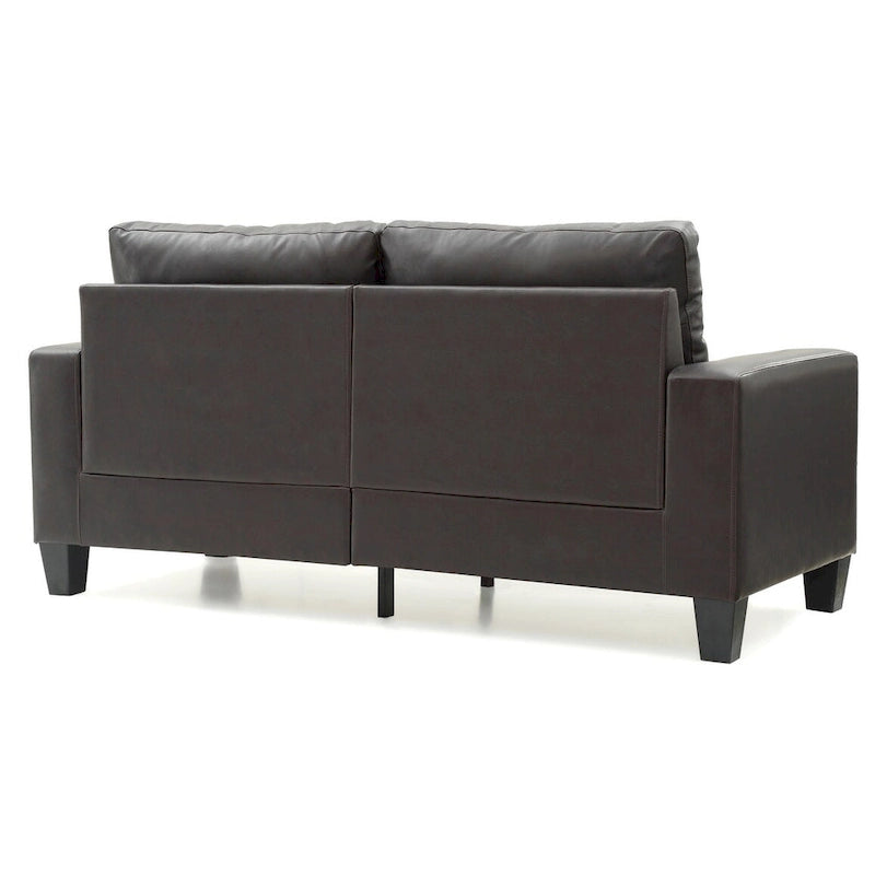 Square Arm Faux Leather Tufted Straight Sofa - 71 - Dark Brown