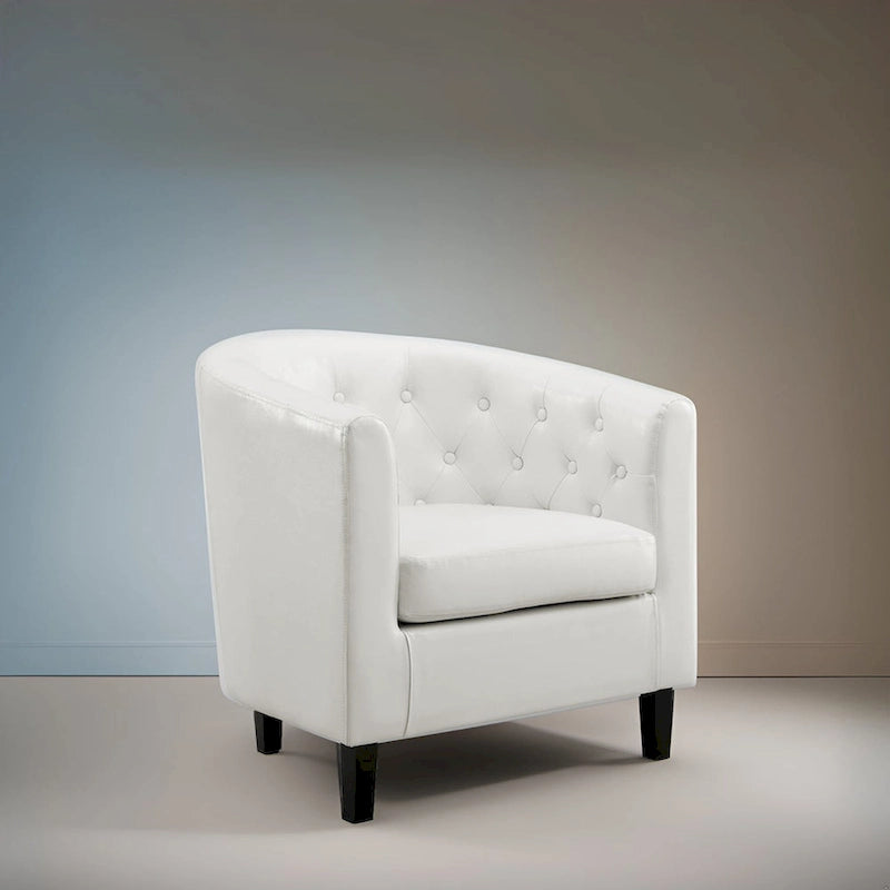 Accent Chair, Button Tufted Faux Leather Barrel Chair, Midcentury Modern Accent Chair, Comfy Armchair, Tub Barrel Chairs