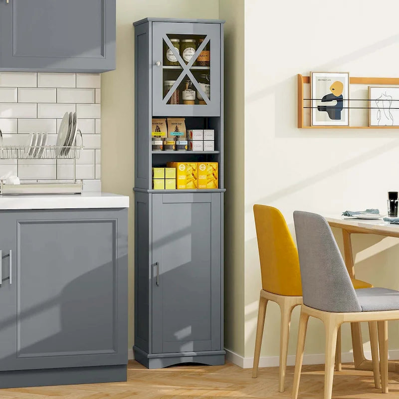 Costway 67 Tall Bathroom Cabinet Freestanding Storage Cabinet with 5 - See Details