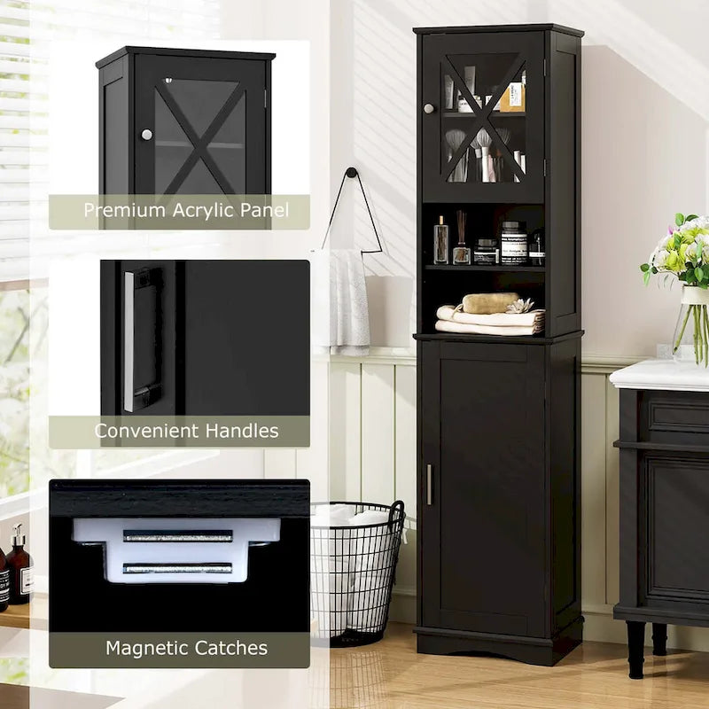 Costway 67 Tall Bathroom Cabinet Freestanding Storage Cabinet with 5 - See Details