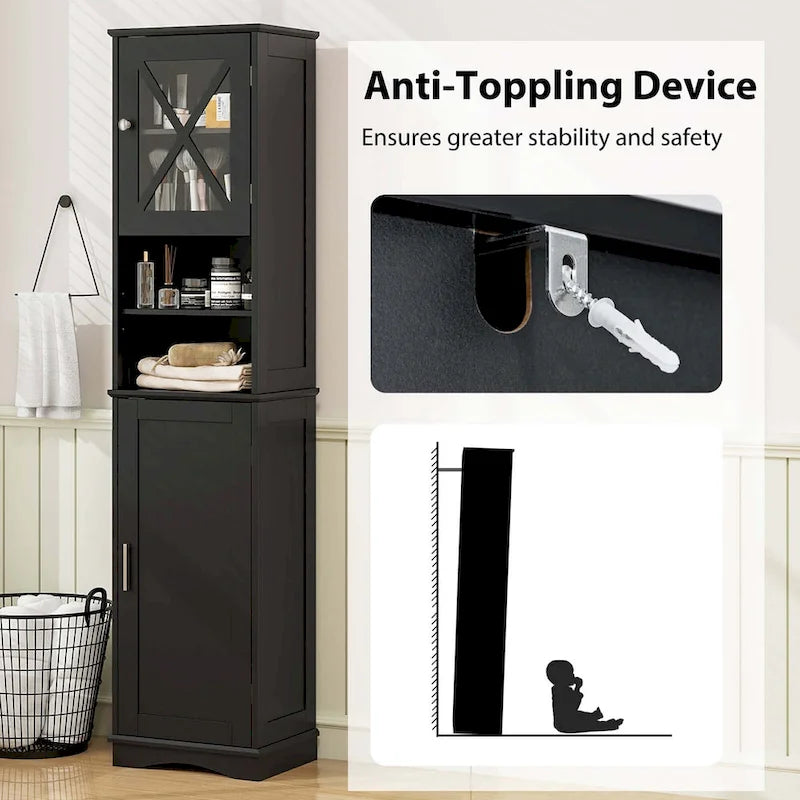 Costway 67 Tall Bathroom Cabinet Freestanding Storage Cabinet with 5 - See Details