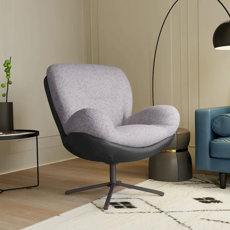 Modern Chenille 360 Swivel Office Chair with Metal Base Frame