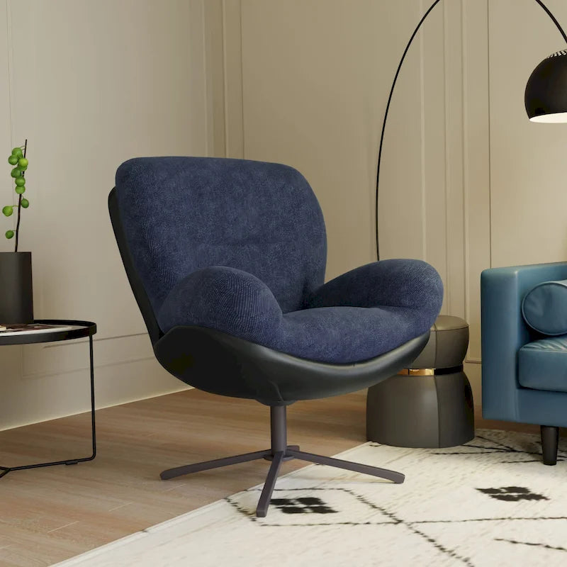 Modern Chenille 360 Swivel Office Chair with Metal Base Frame