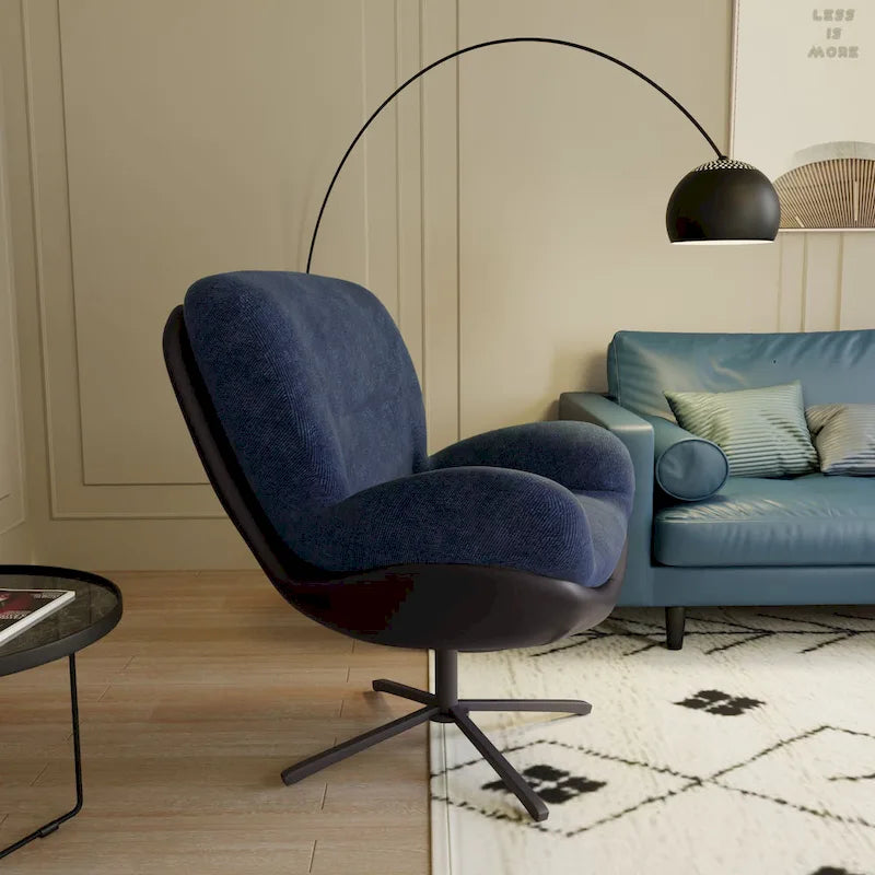 Modern Chenille 360 Swivel Office Chair with Metal Base Frame