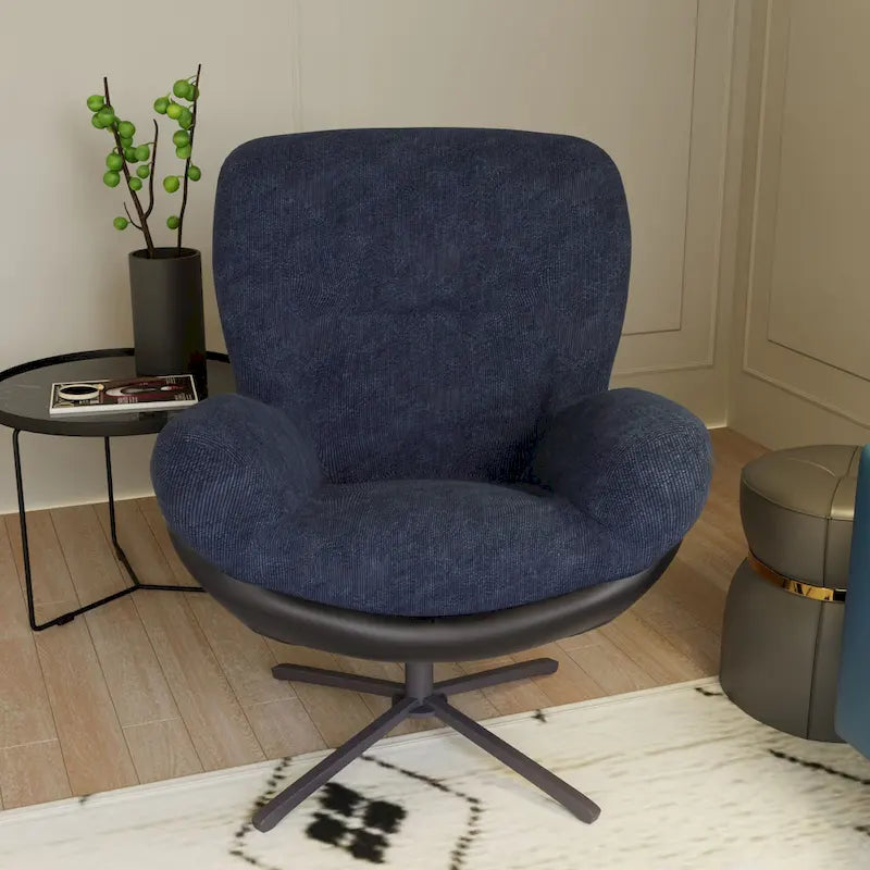 Modern Chenille 360 Swivel Office Chair with Metal Base Frame