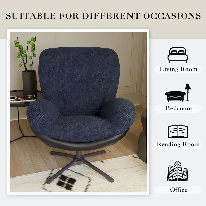 Modern Chenille 360 Swivel Office Chair with Metal Base Frame