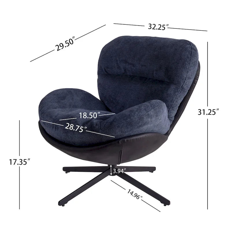 Modern Chenille 360 Swivel Office Chair with Metal Base Frame
