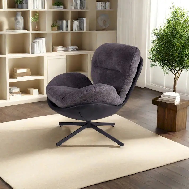Modern Chenille 360 Swivel Office Chair with Metal Base Frame