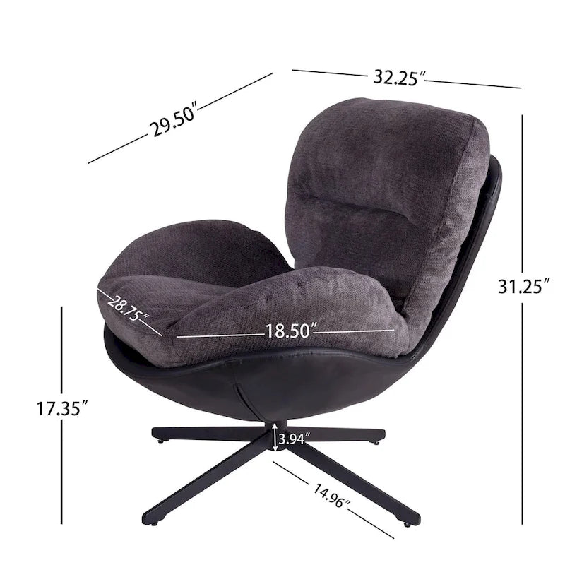 Modern Chenille 360 Swivel Office Chair with Metal Base Frame