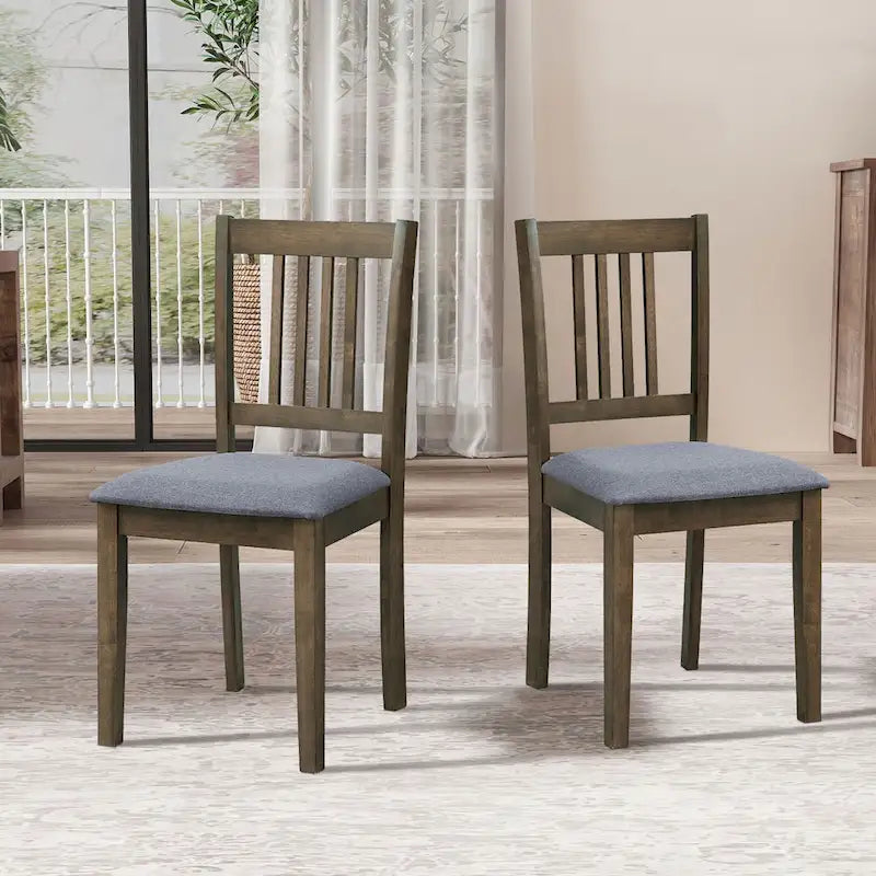 Kitchen Breakfast Nook Dining Table Chairs Set Square Wooden Dining Table Casual Dining Table with 4 Upholstered Dining Chairs