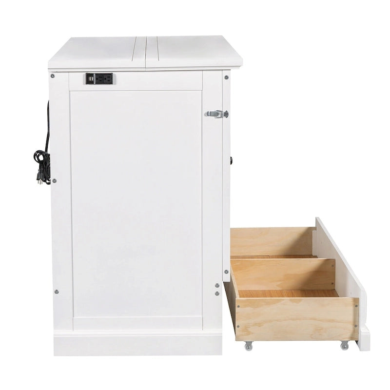 Farmhouse Murphy Bed Convertible Space-Saving Cube Chest Cabinet with Large Drawers and Charging Station, Foldable Platform Bed